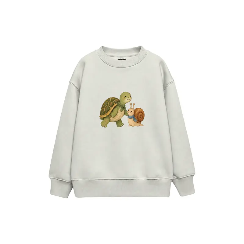 Turtle and Snail Walking Together Çocuk Sweatshirt
