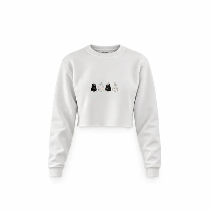 Twinkle Puffy Cats Crop Sweatshirt