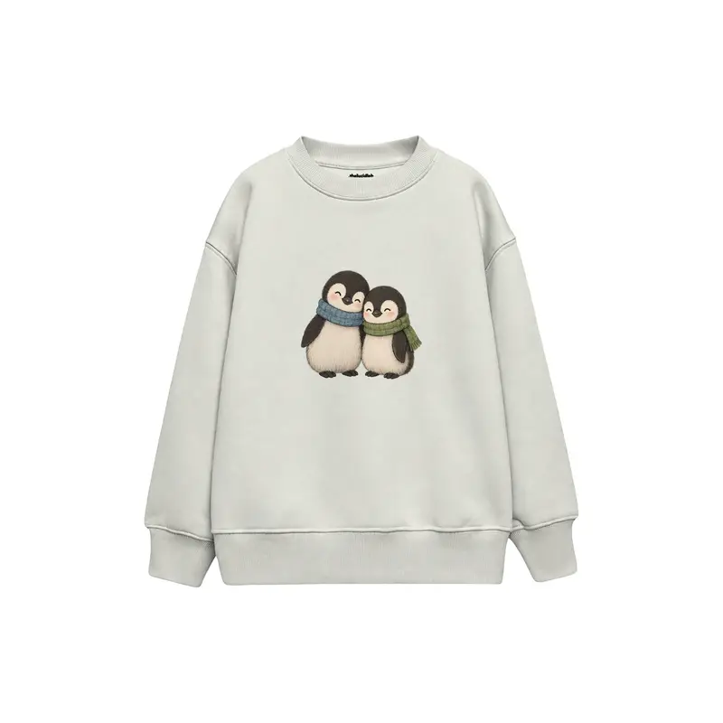 Two Penguin Chicks Leaning Together Çocuk Sweatshirt