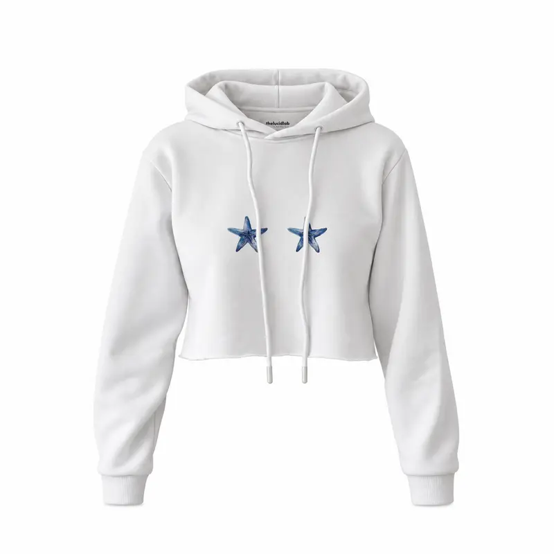 Two Stars Up Crop Hoodie