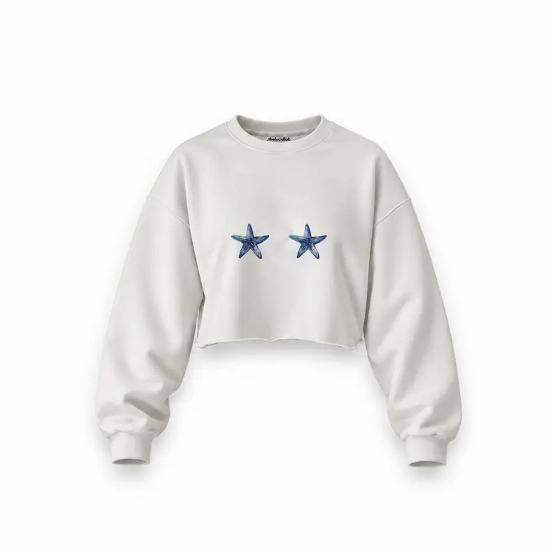 Two Stars Up Oversize Crop Sweatshirt