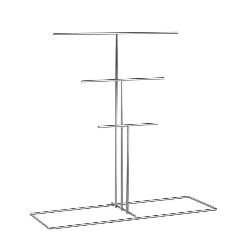 Üç Kademeli Metal Takı Standı - Gri