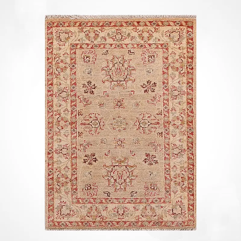 Uşak Orijinal El Dokuması Bej Kök Boya Yün Halı 0.60x0.94 0.56 Metrekare - 2x3 ft