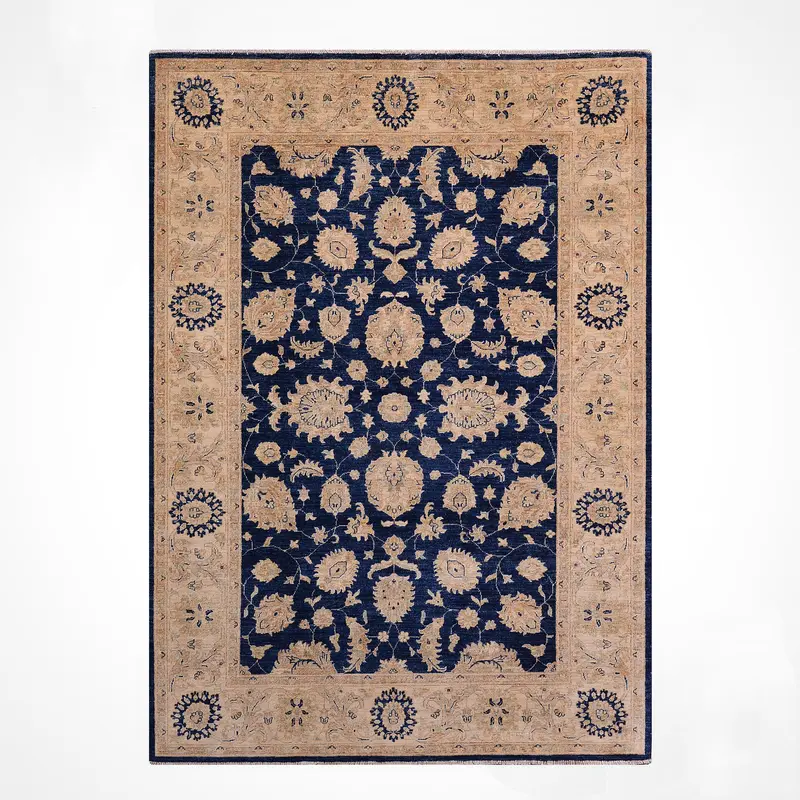Uşak Orijinal El Dokuması Lacivert Kök Boya Yün Halı 168x230 3.86 Metrekare - 6x8 ft