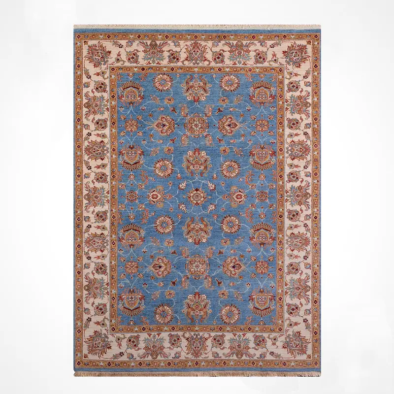 Uşak Orijinal El Dokuması Mavi Kök Boya Yün Halı 174x242 4.21 Metrekare - 6x8 ft