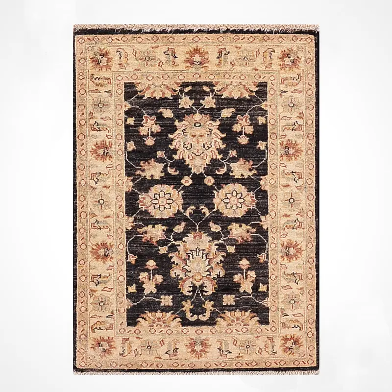 Uşak Orijinal El Dokuması Siyah Kök Boya Yün Halı 0.59x0.91 0.54 Metrekare - 2x3 ft