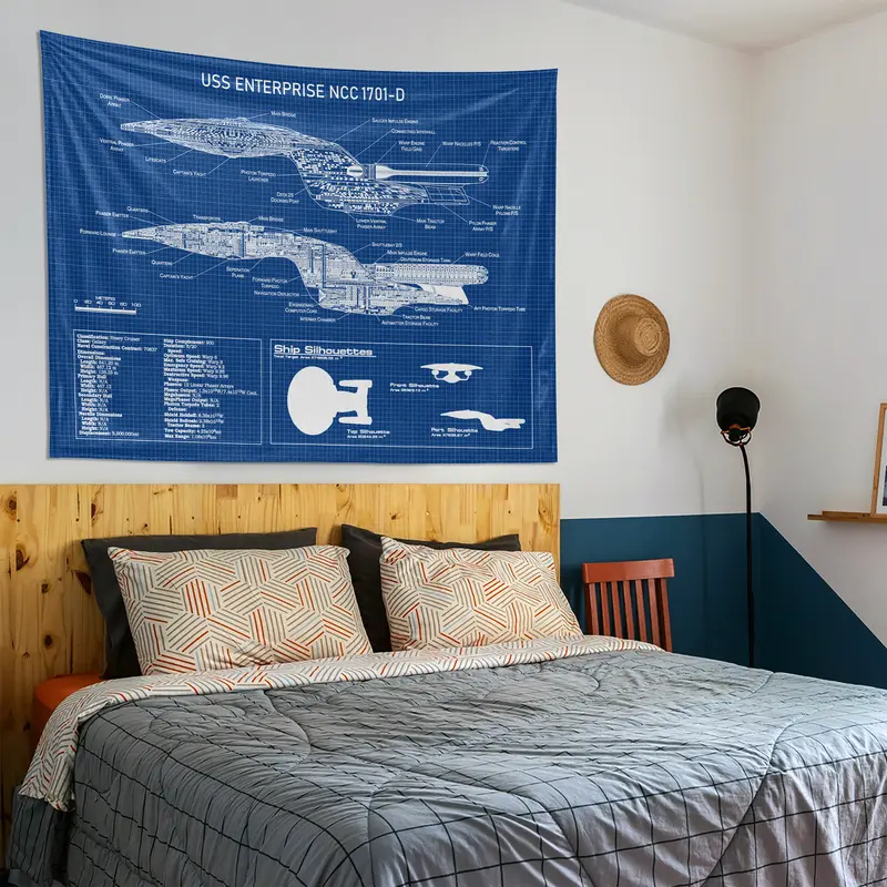 USS Enterprise Blueprint Duvar Örtüsü