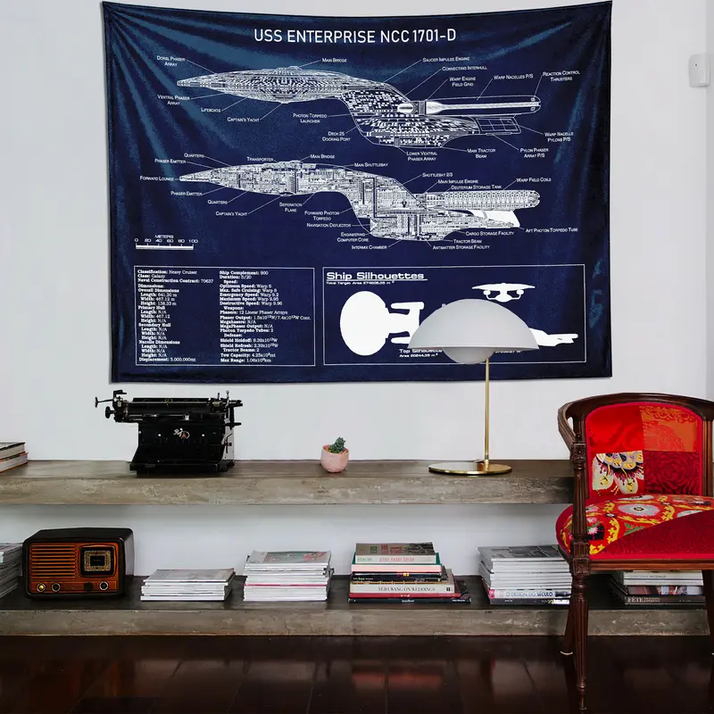 USS Enterprise Navy Blue Duvar Örtüsü