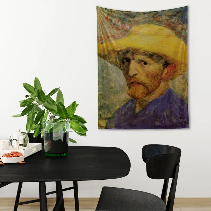 Van Gogh Self-Portrait with Straw Hat - Hasır Şapkalı Otoportre Duvar Örtüsü