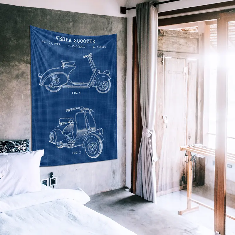 Vespa Blueprint Duvar Örtüsü