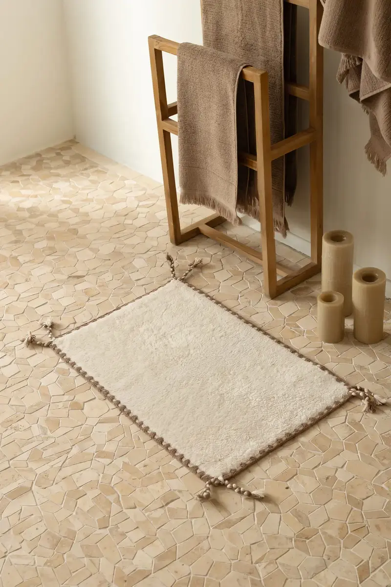 Vina Tekli Banyo Paspası Bambu 50x80 cm Açık Bej