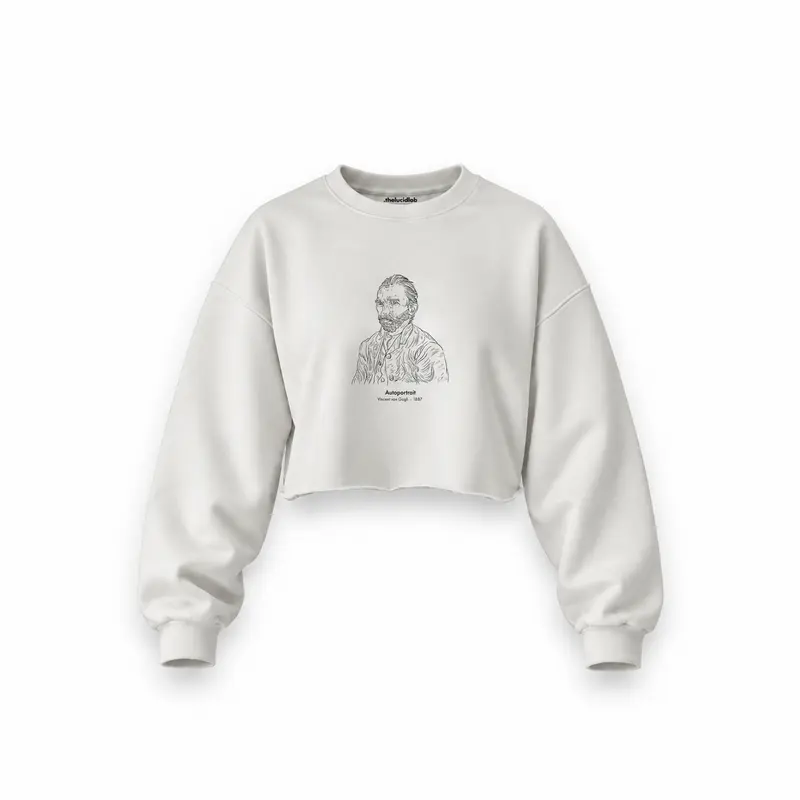 Vincent Van Gogh Autoportrait 1887 Oversize Crop Sweatshirt
