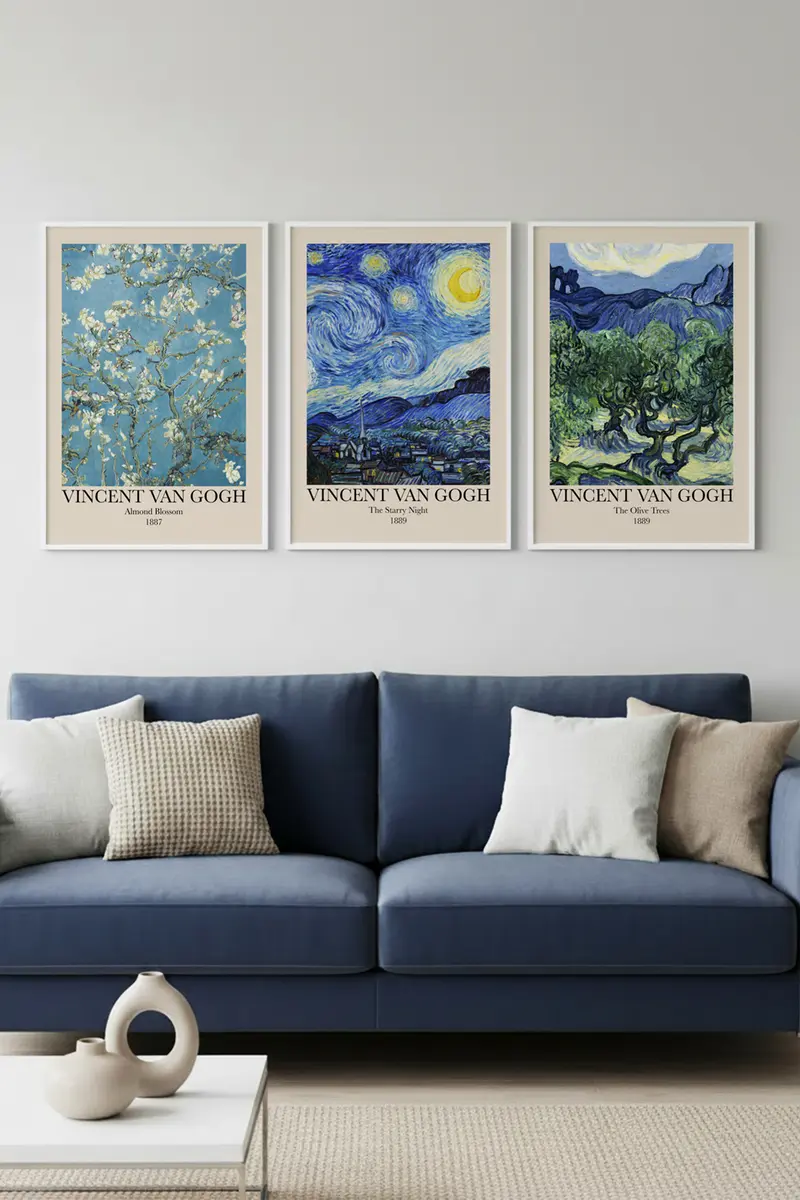 Vincent Van Gogh Tablo Seti - Modern 3’lü Çerçeveli Set | huhu269