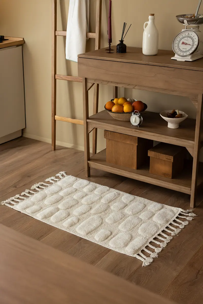 Wall Tekli Banyo Paspası %100 Pamuk 60x100 cm Ekru