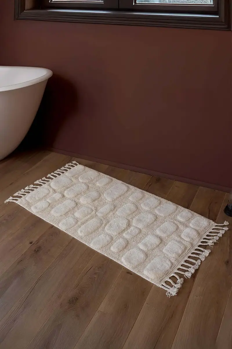 Wall Tekli Banyo Paspası %100 Pamuk 70x150 cm Ekru