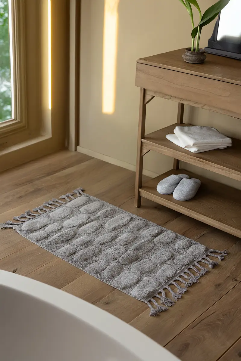 Wall Tekli Banyo Paspası %100 Pamuk 70x150 cm Gri