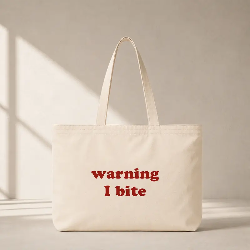 Warning I Bite Club Tote Bag