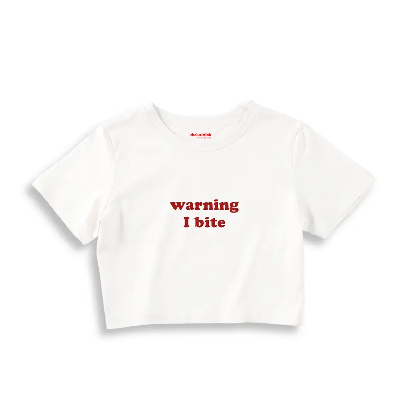 Warning I Bite Crop Tişört