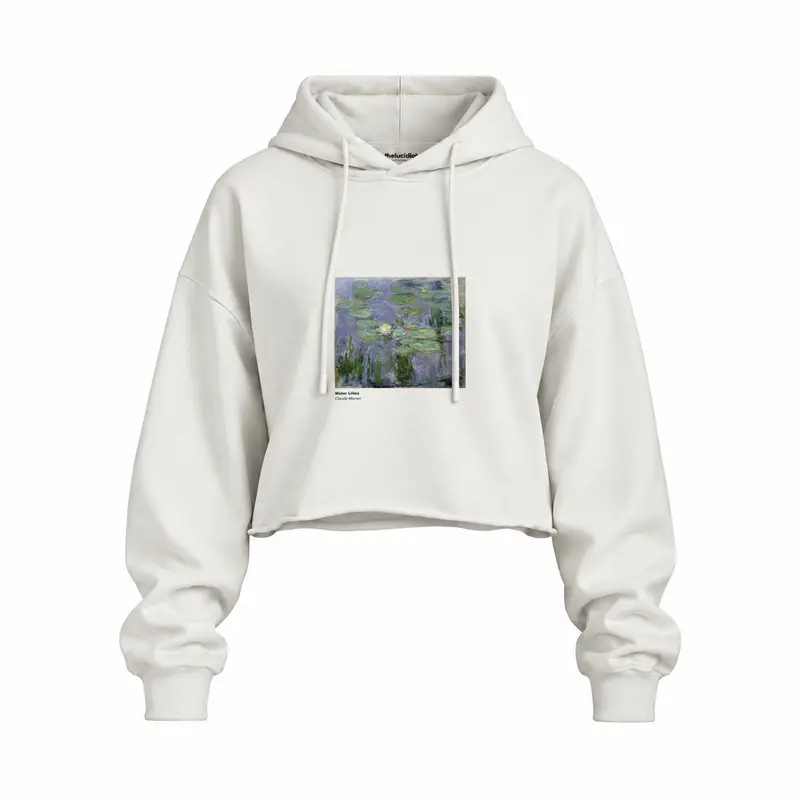 Water Lilies Oversize Crop Hoodie