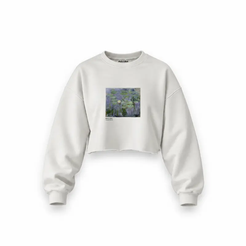 Water Lilies Oversize Crop Sweatshirt