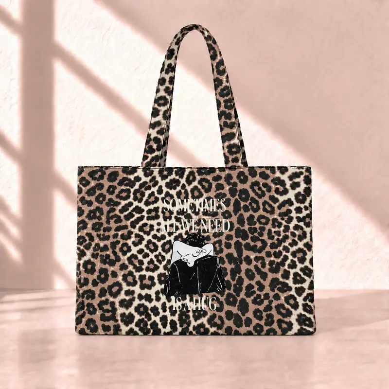 We Need A Hug Leopard Tote Bag