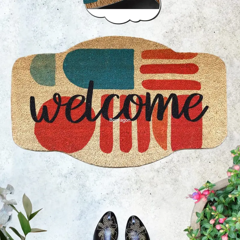 Welcome 45x75cm Doğal Koko Hindistan Cevizi Kapı Önü Paspas Checasa
