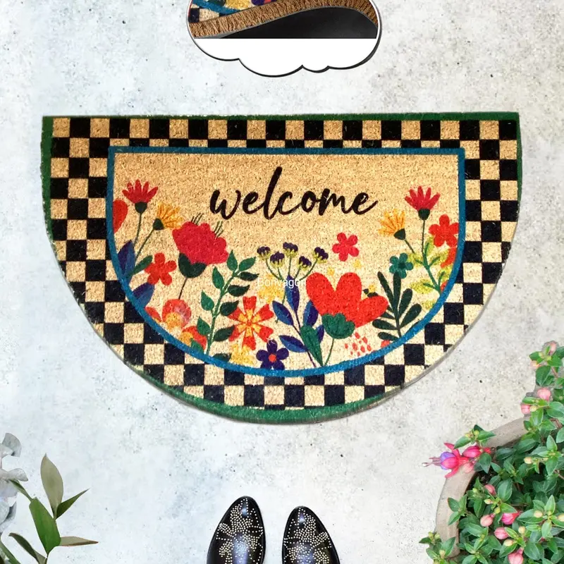 Welcome 45x75cm Doğal Koko Hindistan Cevizi Kapı Önü Paspas Lezione