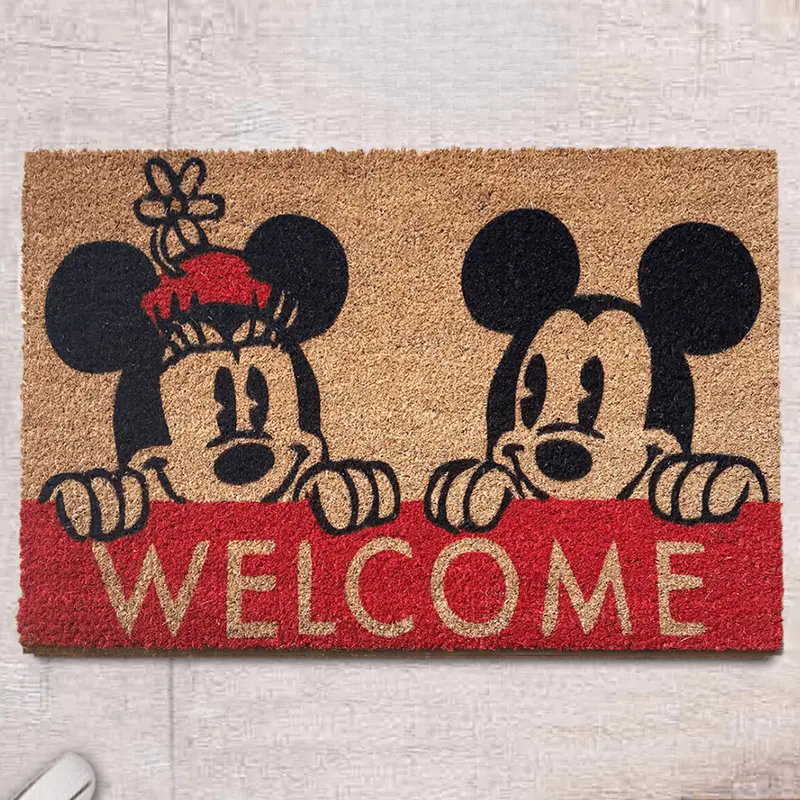 Welcome Mickey Mouse Doğal Koko Hindistan Cevizi Kapı Önü Paspas 60x40cm