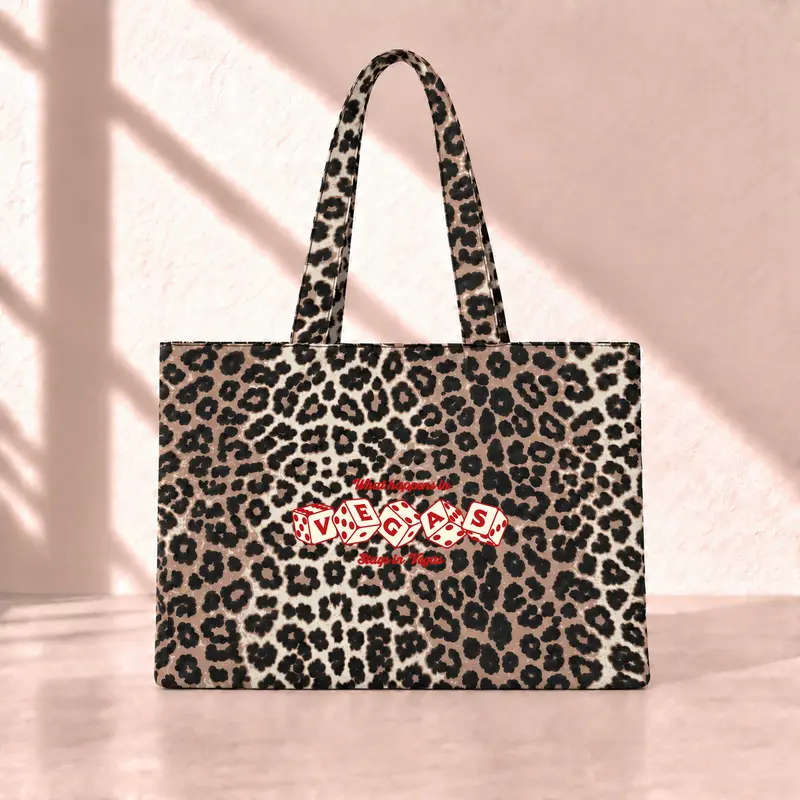 What Happens In Vegas Leopard Tote Bag