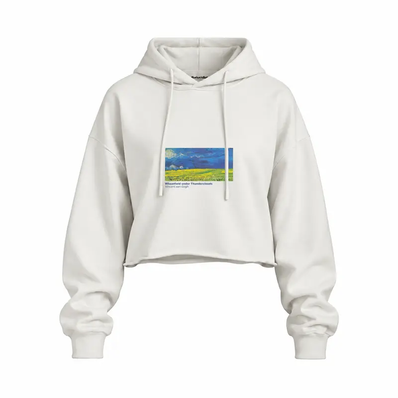 Wheatfield under Thunderclouds Oversize Crop Hoodie