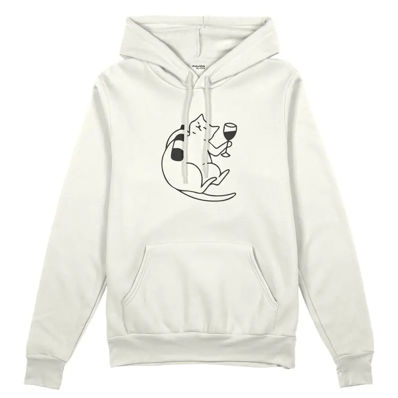 Wine Lover Cat Oversize Hoodie
