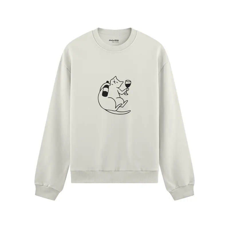 Wine Lover Cat Oversize Sweatshirt