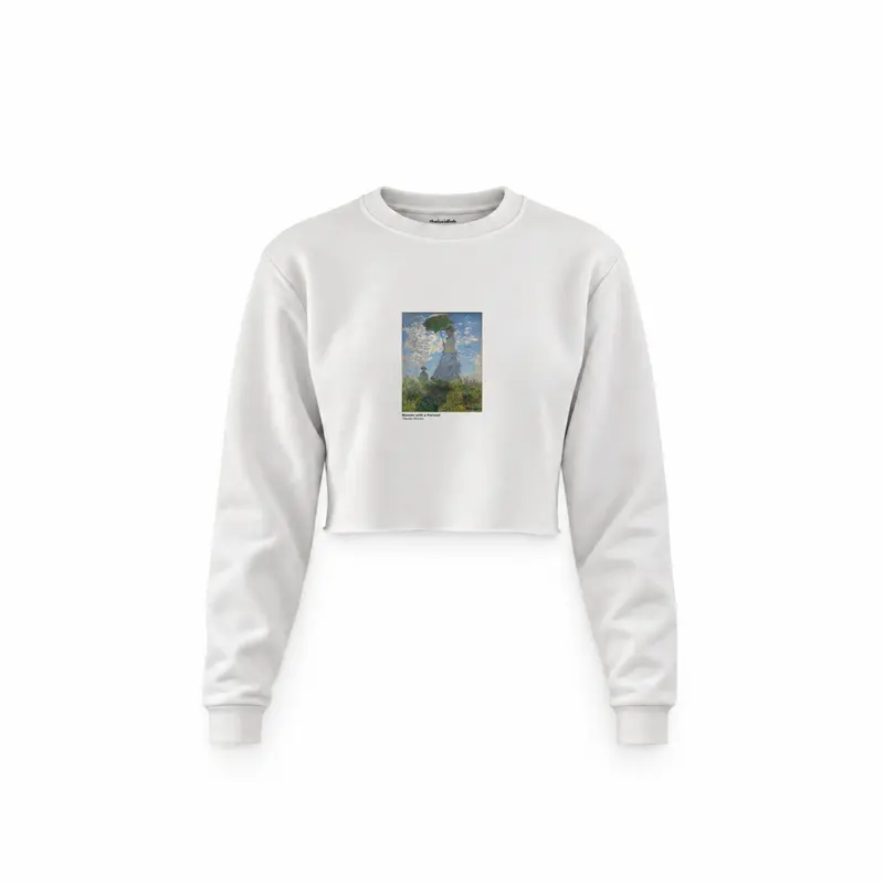 Woman with a Parasol Crop Sweatshirt