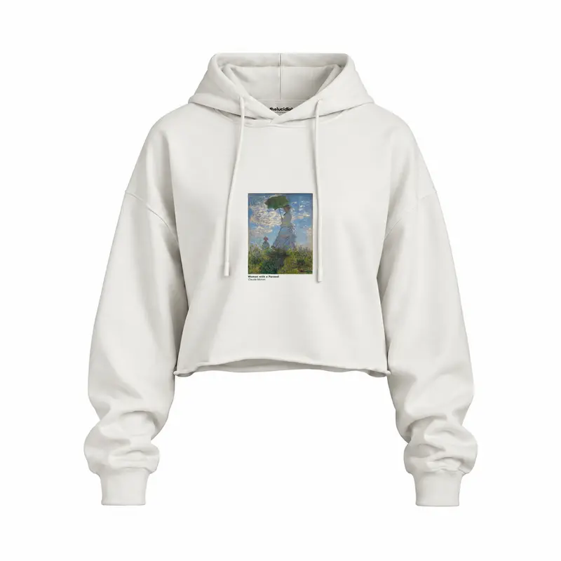 Woman with a Parasol Oversize Crop Hoodie