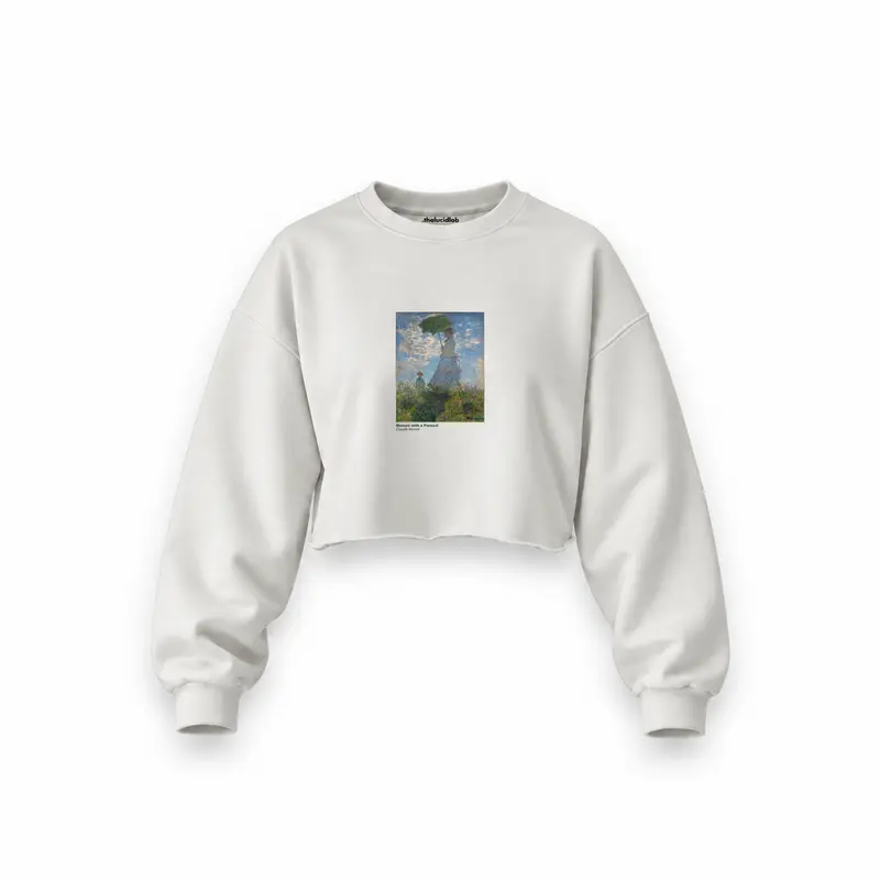 Woman with a Parasol Oversize Crop Sweatshirt