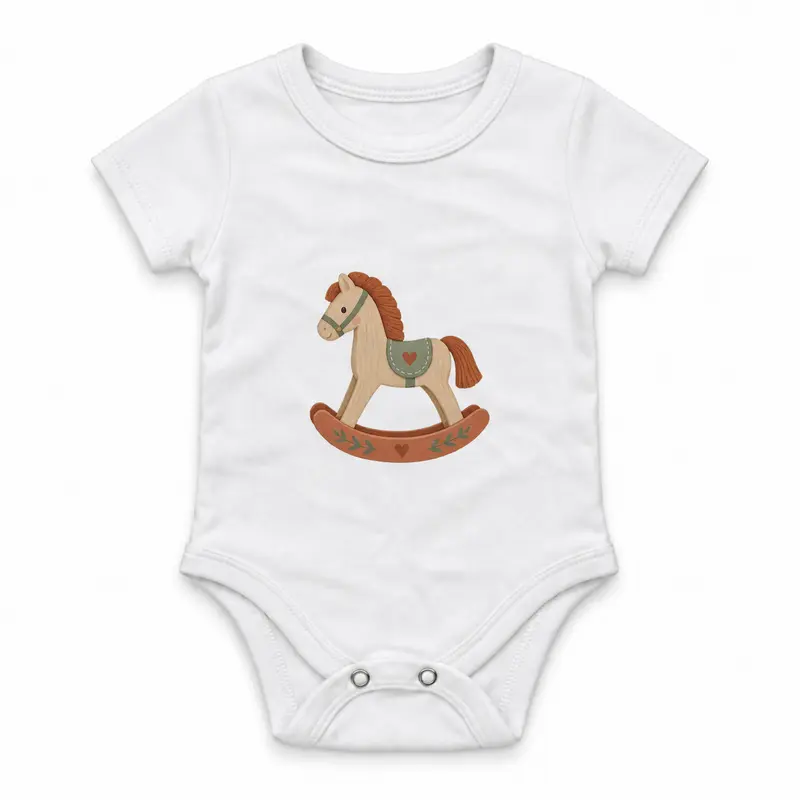 Wooden Rocking Horse in Ochre and Rust Çıtçıtlı Body
