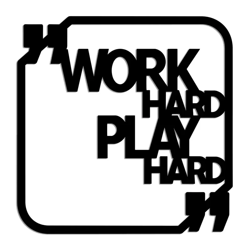 Work Hard Play Hard Çerçeveli Metal Duvar Panosu - Siyah