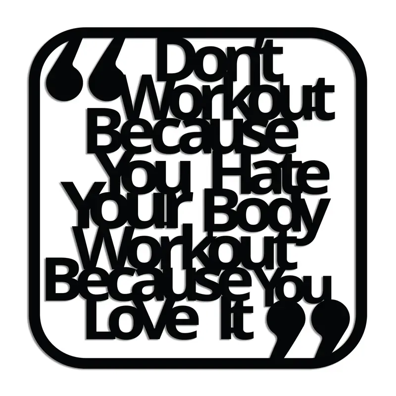 Workout Yazılı Motivasyon Metal Duvar Panosu - Siyah