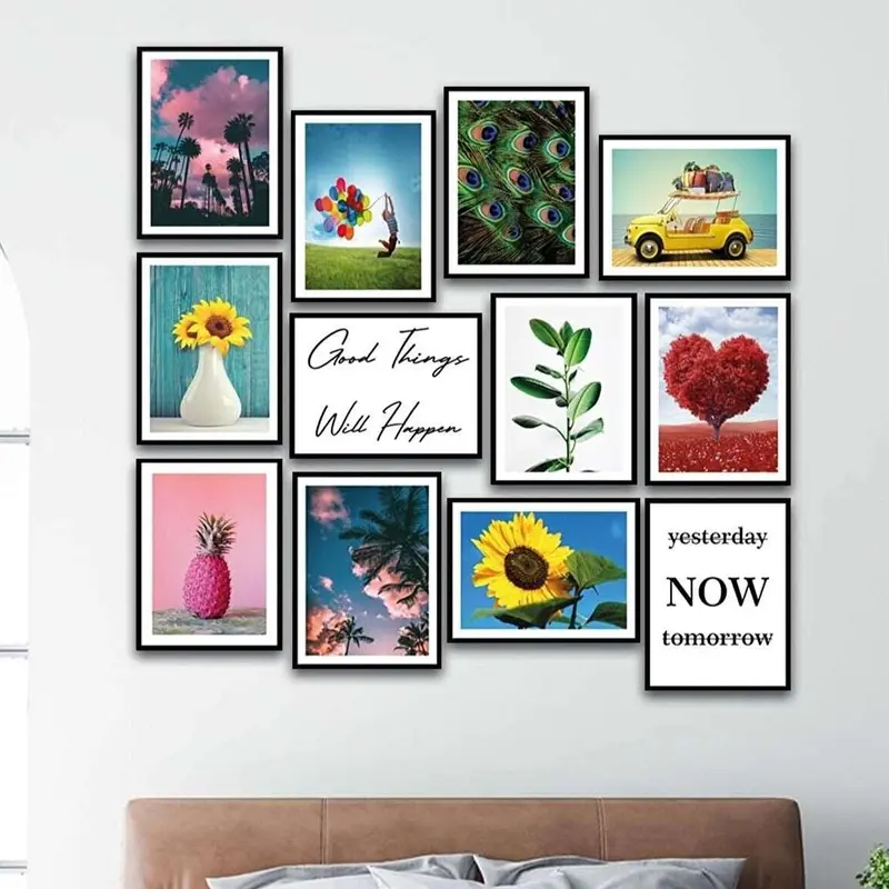 Wow 12 Parça Modern Tarzda Sanatsal Mdf Ahşap Duvar Ahşap Duvar Tablo Seti