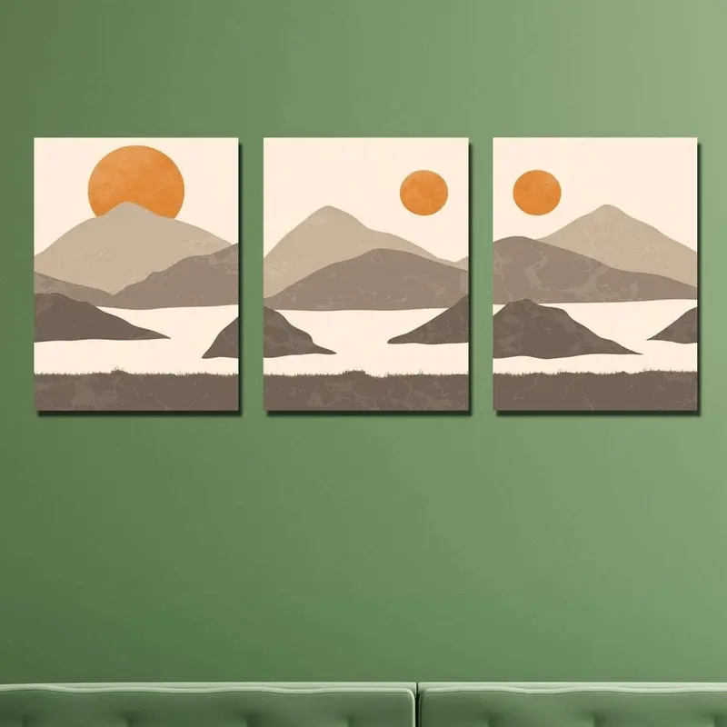 Wow 3 Parça Gün Batımı Manzara Duvar Tablo Seti