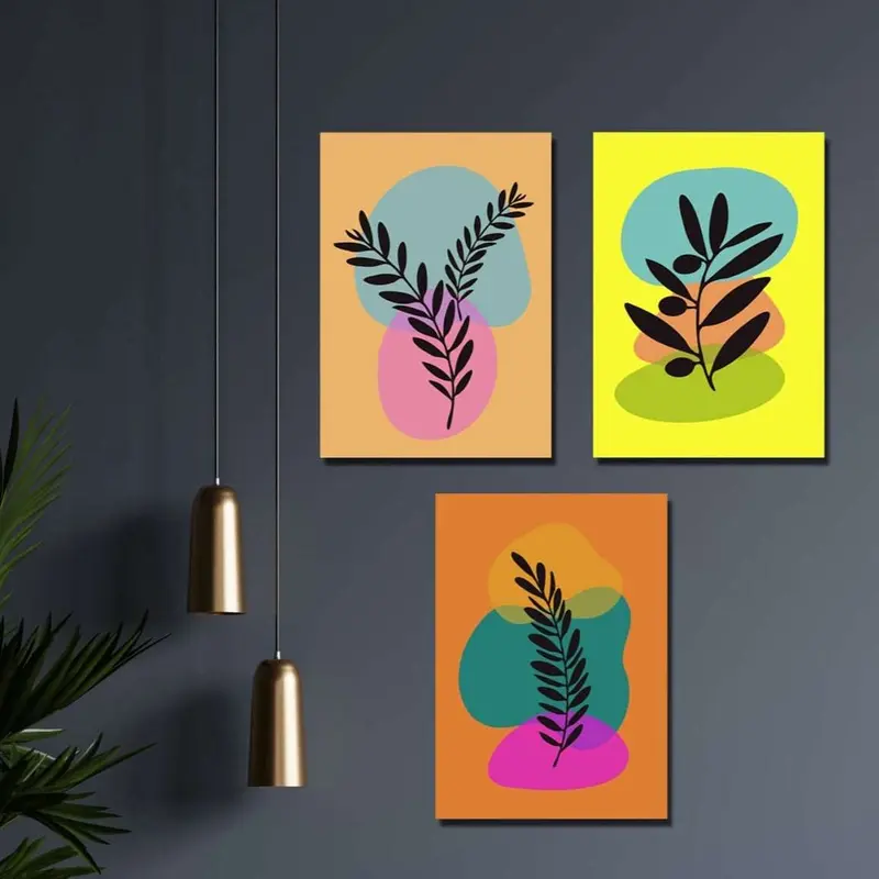 Wow 3 Parça Modern Tarzda Dijital Baskı Ahşap Duvar Tablo Seti