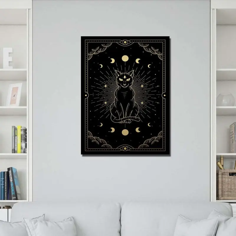 Wow 30x40 Kedi Gold Renk Duvar Tablo