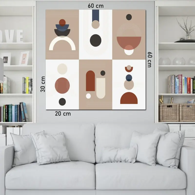 Wow 6 Parça Soyut Sanatsal Duvar Tablo Seti Mdf Ahşap Duvar 3mm