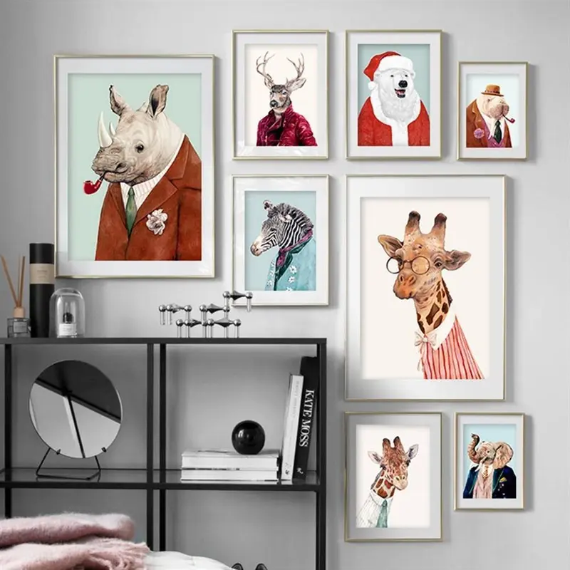 Wow Animal Business 8li Ahşap Duvar Tablo Seti