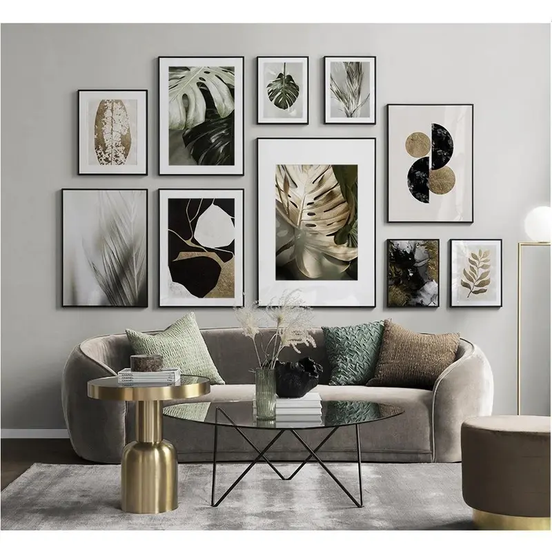 Wow Feathers 10 Parça Çerçeve Görünümlü Ahşap Duvar Tablo Seti