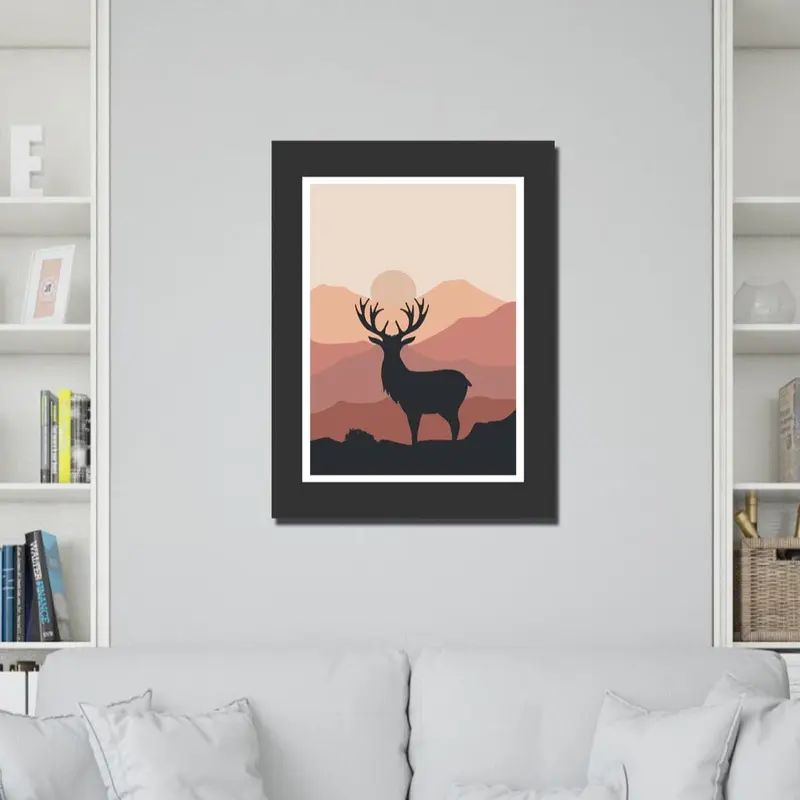 Wow Geyik İllustration Duvar Tablo Dijital Baskı