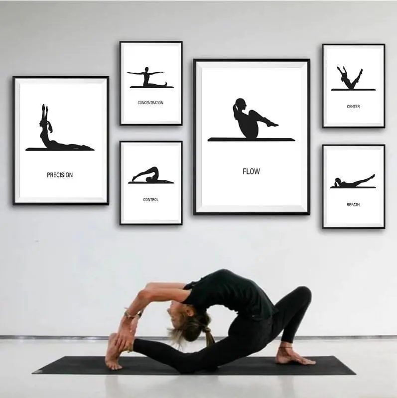 Wow Its Yoga Time 6lı Ahşap Duvar Tablo Seti
