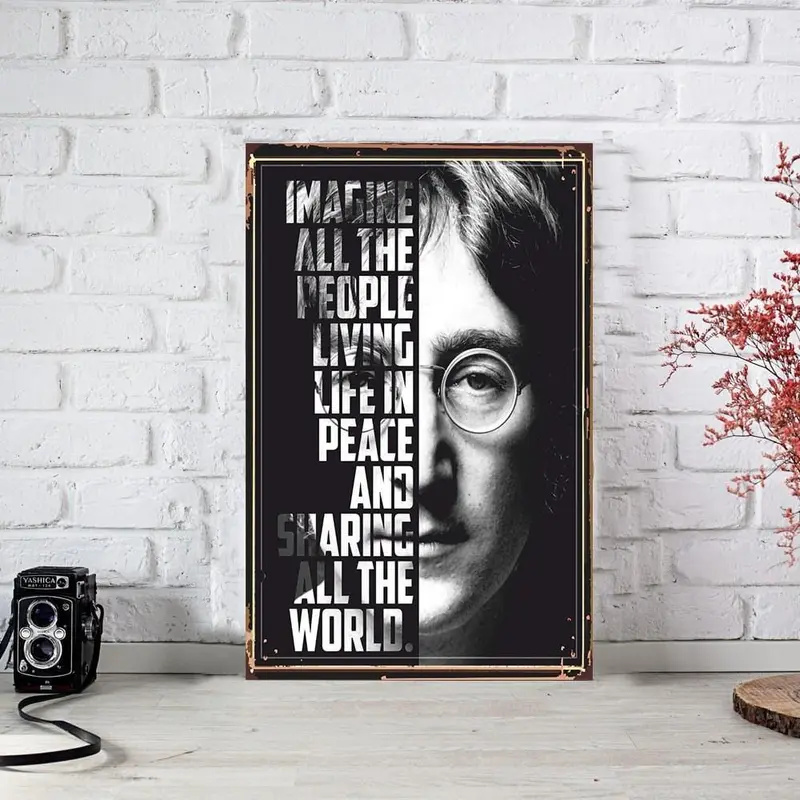 Wow John Lennon Imagine Ahşap Duvar Posteri 30x40cm
