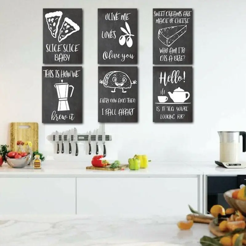 Wow Kitchen Signs 6 Parça Çerçeve Görünümlü Ahşap Duvar Tablo Seti