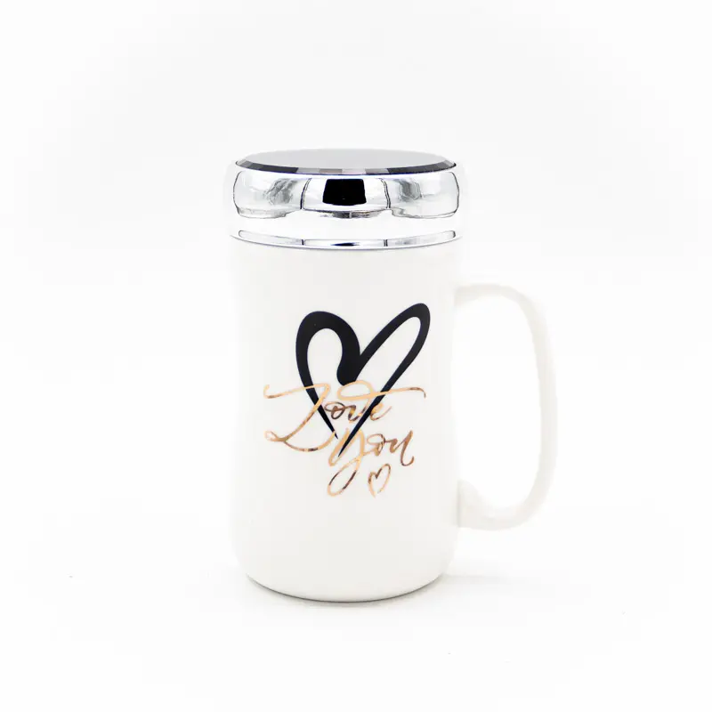 Yazılı Ayna Kapaklı Seramik Mug Kupa